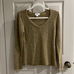 Ann Taylor loft gold v neck sweater